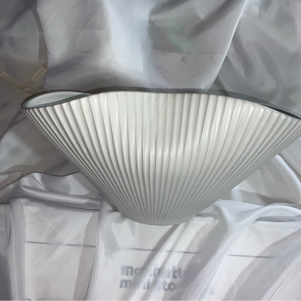 rare! JONATHAN ADLER matte white glazed ribbed PINCH POT BOWL extra large - Picture 6 of 12